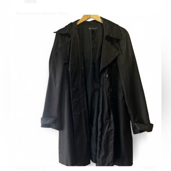 Black Trench Coat by INC International Concepts Woman’s XL #westerngoth - Picture 2 of 15